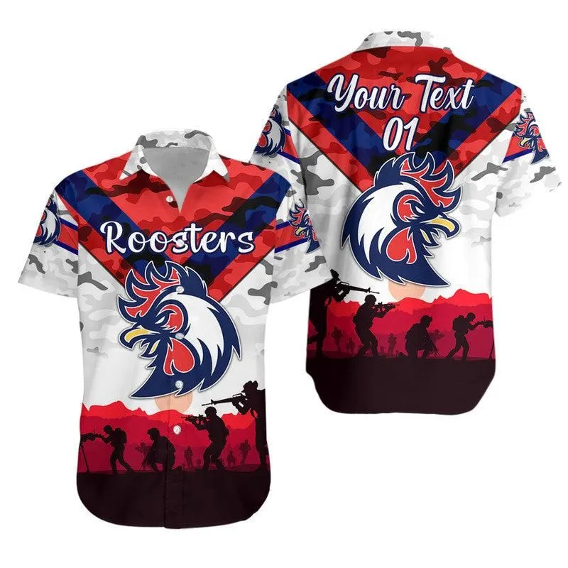 (Custom Personalised) Sydney Roosters Anzac 2022 Hawaiian Shirt Simple Style   White Lt8_1