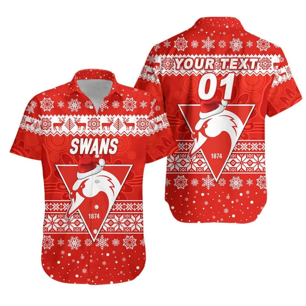 (Custom Personalised) Sydney Swans Hawaiian Shirt Christmas Simple Style Lt8_1