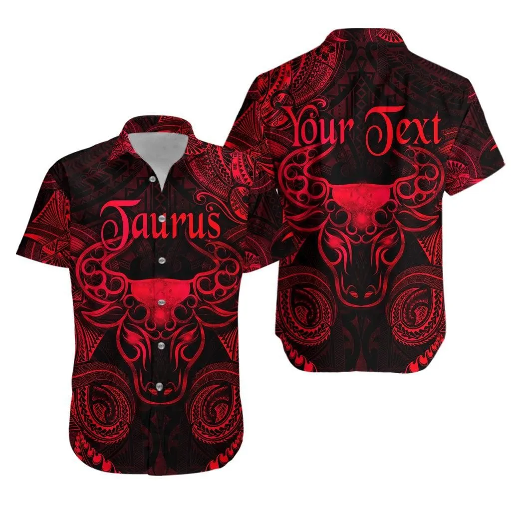 (Custom Personalised) Taurus Zodiac Polynesian Hawaiian Shirt Unique Style   Red Lt8_1