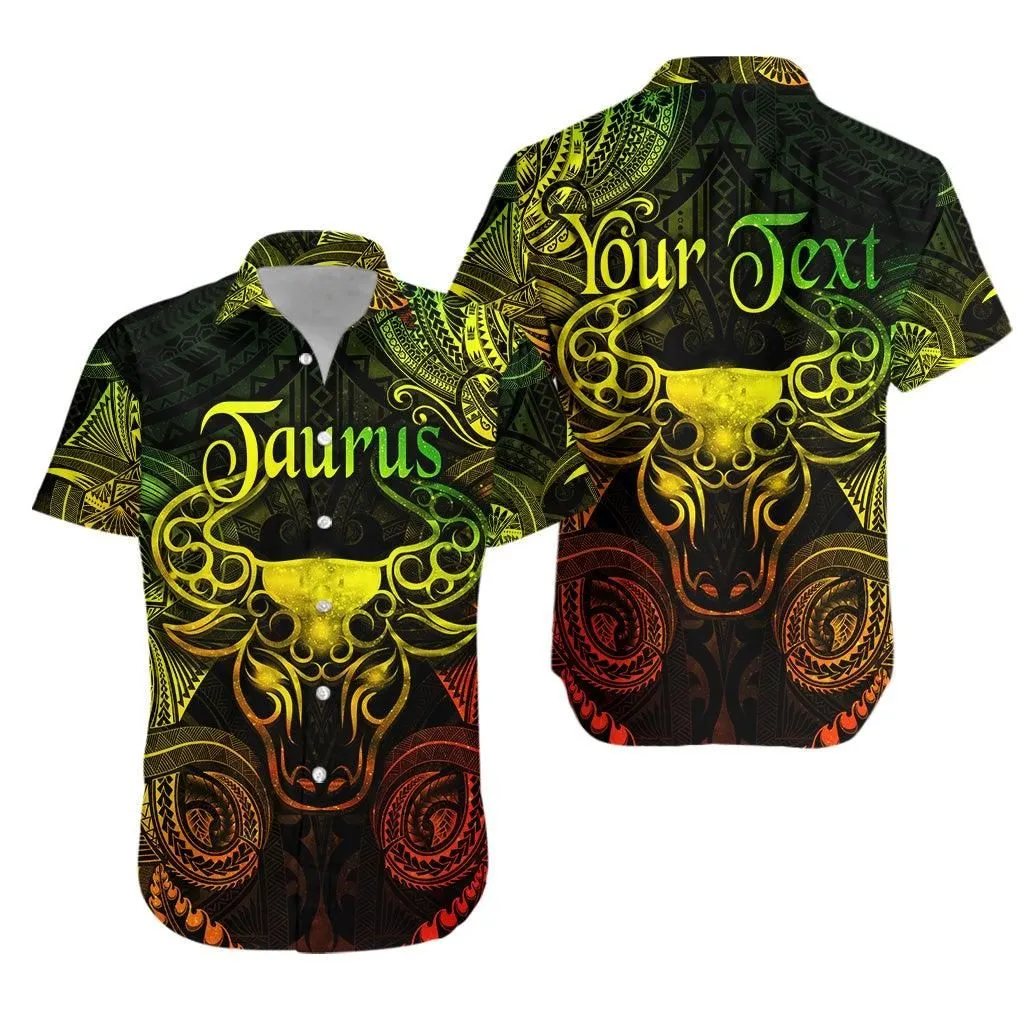 (Custom Personalised) Taurus Zodiac Polynesian Hawaiian Shirt Unique Style   Reggae Lt8_1