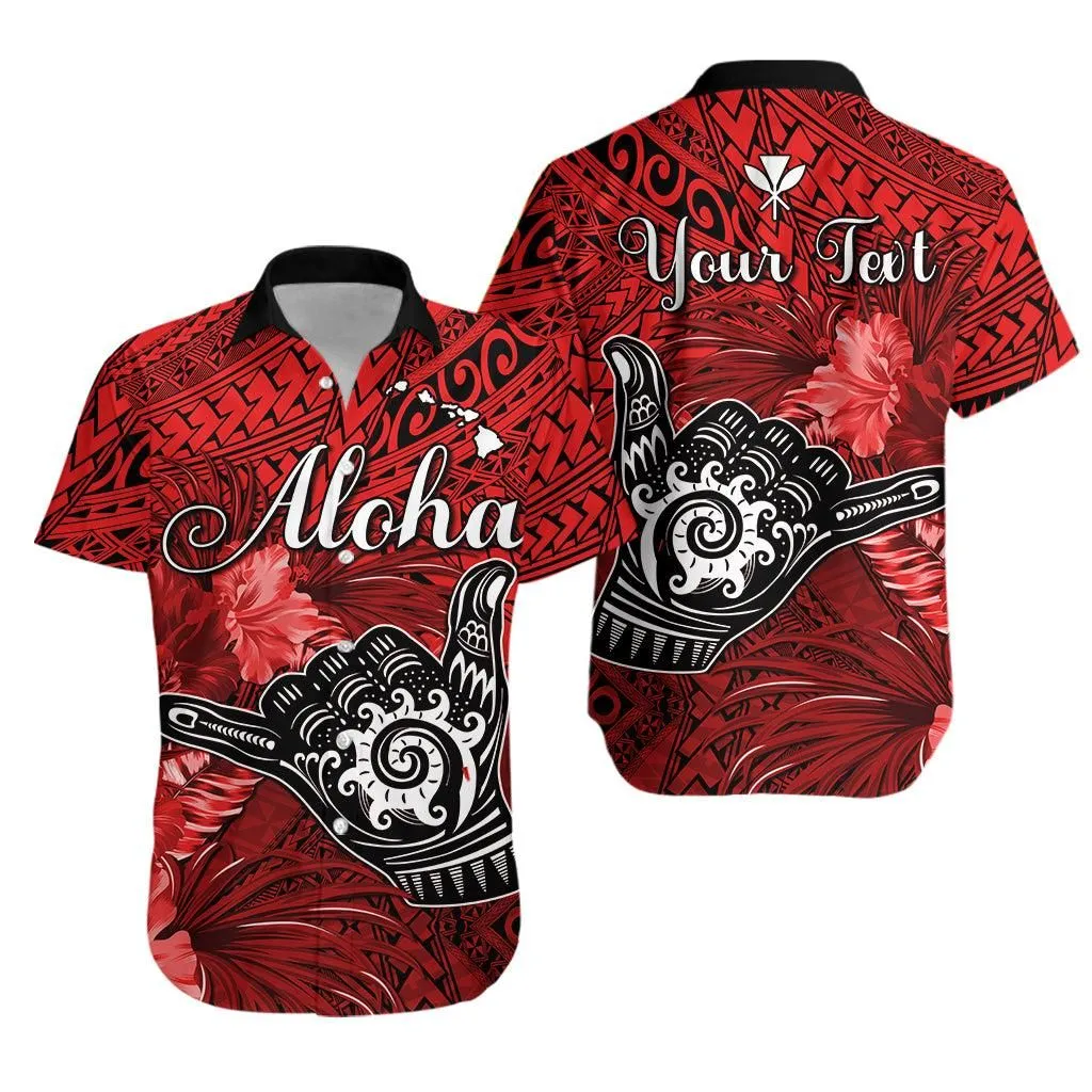 (Custom Personalised) The Shaka Hawaii Hawaiian Shirt Tropical Flowers Red Version Lt13_0