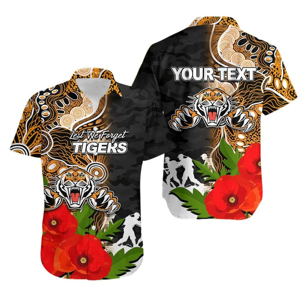 (Custom Personalised) Tigers Anzac Day Aboriginal Mix Army Patterns Hawaiian Shirt Lt6_1