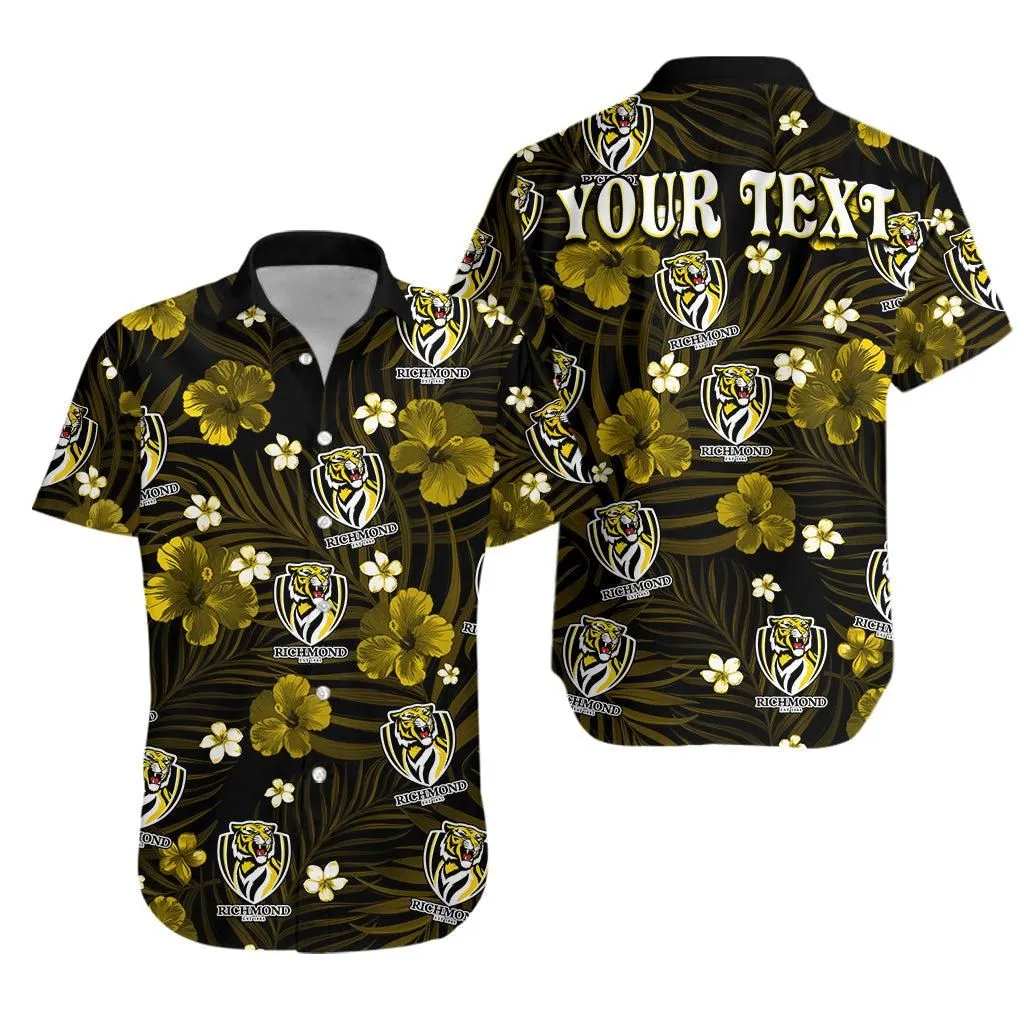 (Custom Personalised) Tigers Football Hawaiian Shirt Richmond Premiers Tropical Flowers Simple Lt13_0