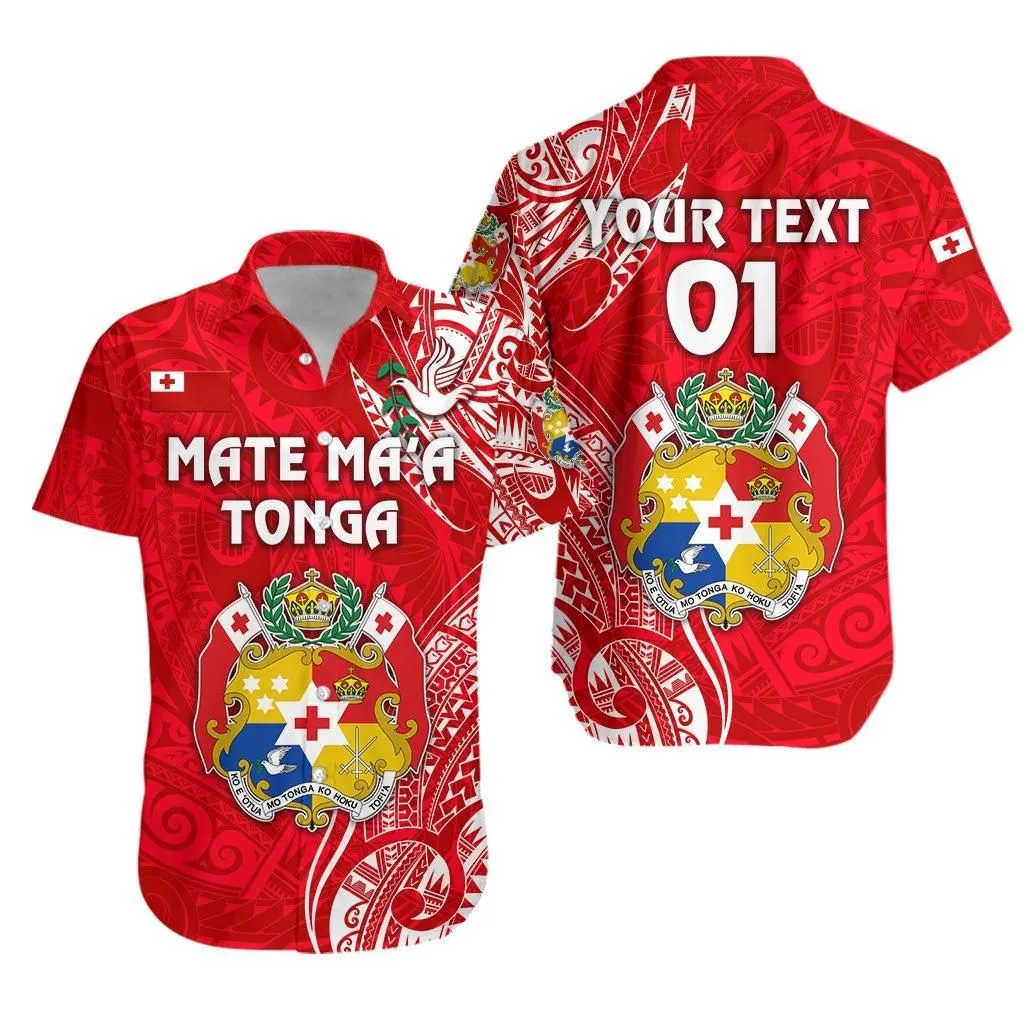 (Custom Personalised) Tonga Coat Of Arms Hawaiian Shirt Simple Vibes   Bright Red, Custom Text And Number Lt8_1