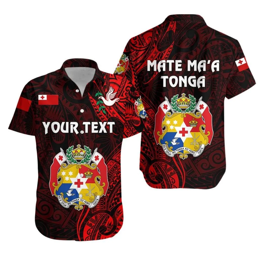 (Custom Personalised) Tonga Coat Of Arms Hawaiian Shirt Simple Vibes   Red Lt8_1