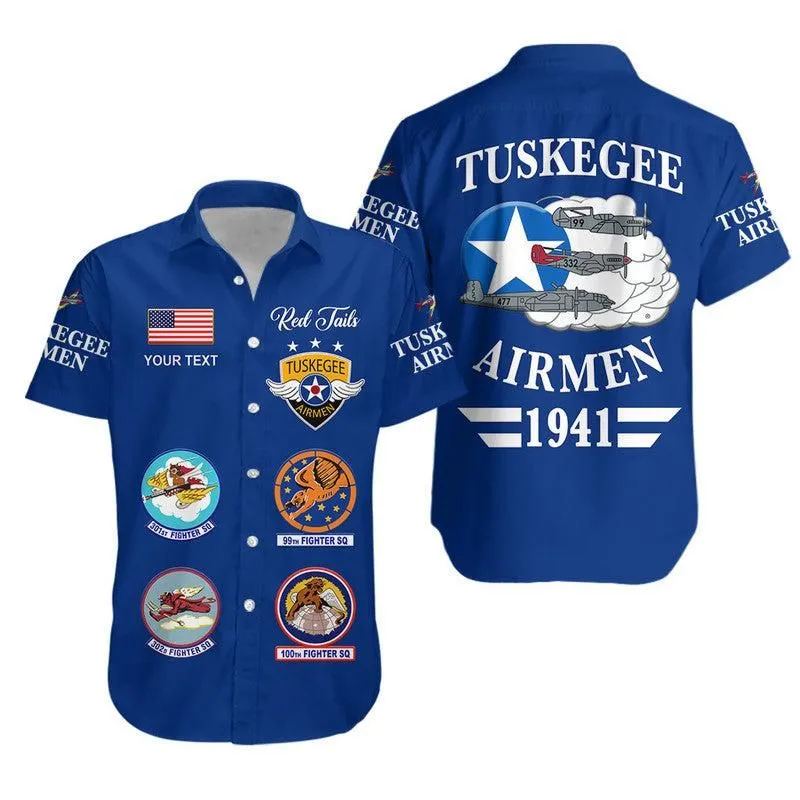 (Custom Personalised) Tuskegee Airmen Hawaiian Shirt The Blue Tails Simple Style   Blue Lt8_0