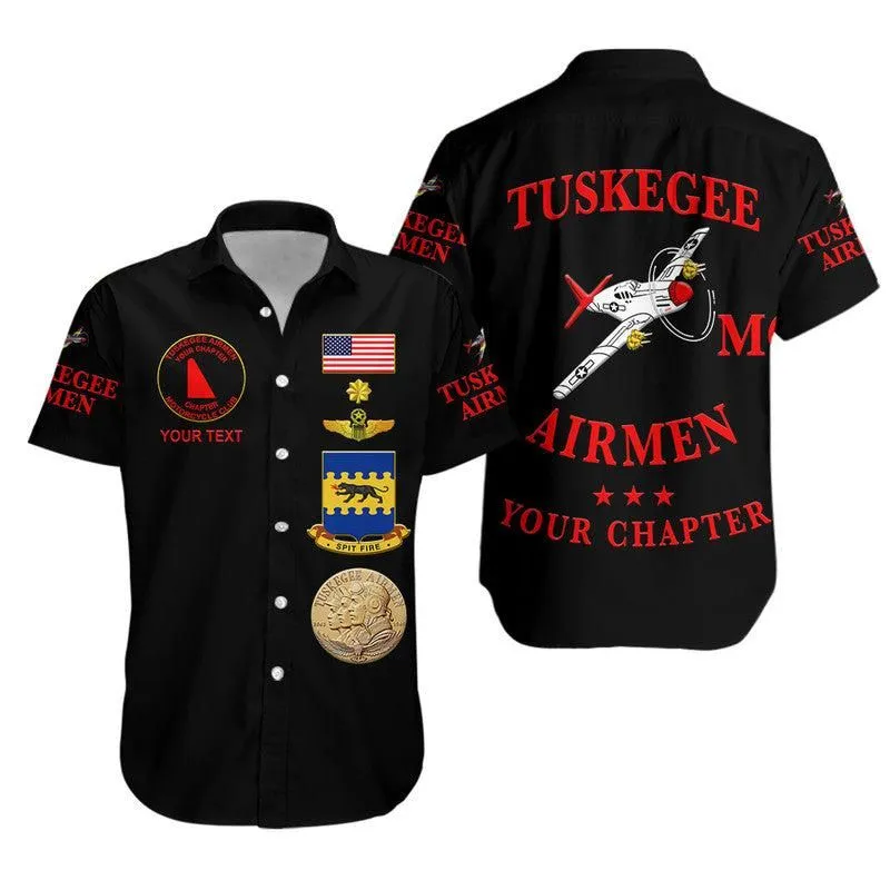 (Custom Personalised) Tuskegee Airmen Motorcycle Club Hawaiian Shirt Tamc Spit Fire Simple Style   Black Lt8_0