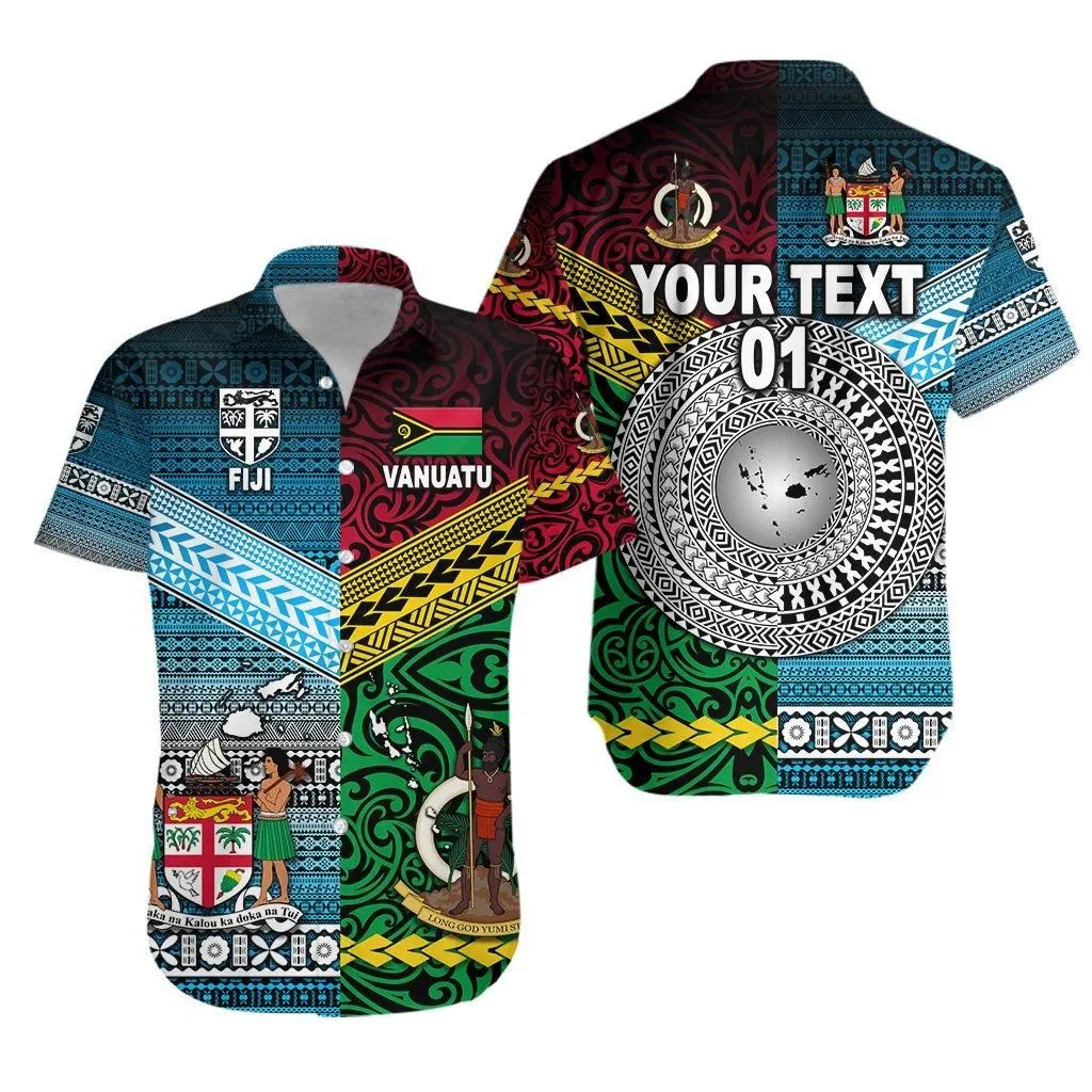 (Custom Personalised) Vanuatu And Fiji Hawaiian Shirt Together   Blue, Custom Text And Number Lt8_1