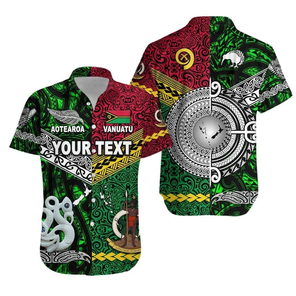 (Custom Personalised) Vanuatu And New Zealand Hawaiian Shirt Together   Green Lt8_1