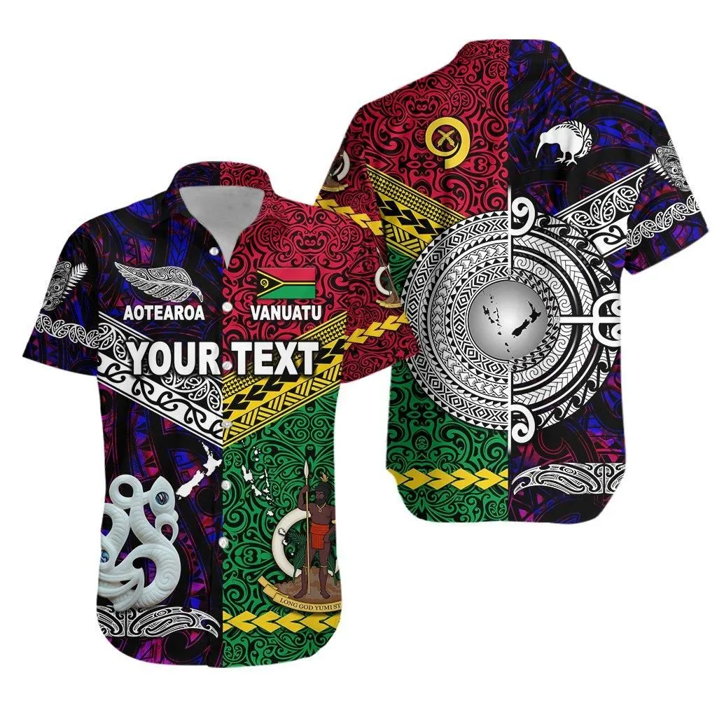 (Custom Personalised) Vanuatu And New Zealand Hawaiian Shirt Together   Purple Lt8_1