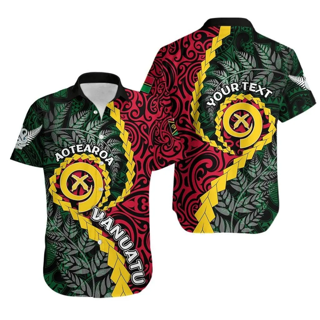 (Custom Personalised) Vanuatu Hawaiian Shirt Mix Maori Silver Fern Lt6_1