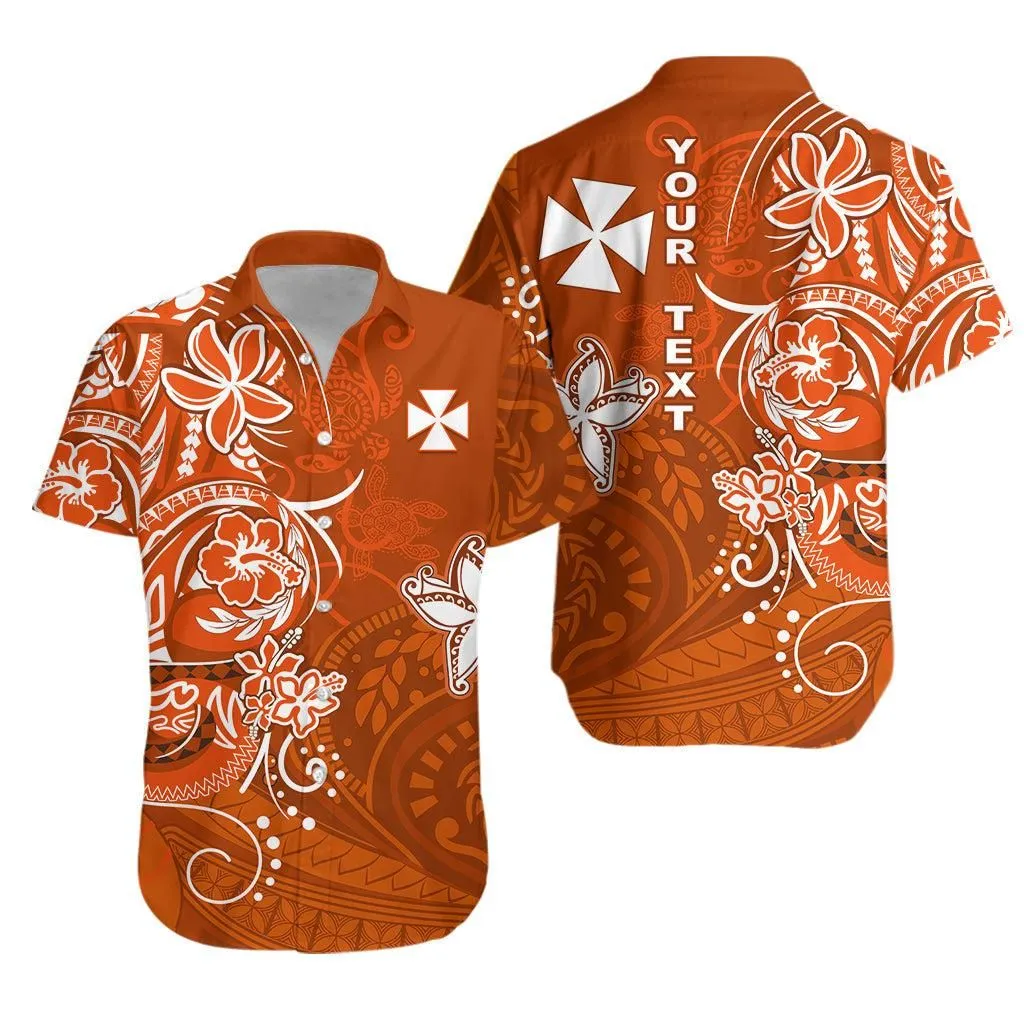 (Custom Personalised) Wallis Et Futuna Hawaiian Shirt Polynesia Orange Sea Turtle And Flowers Lt13_0