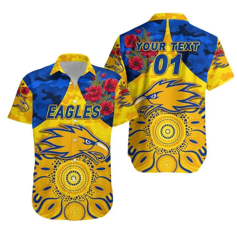 (Custom Personalised) West Coast Eagles Anzac Hawaiian Shirt Indigenous Vibes   Gold Lt8_1