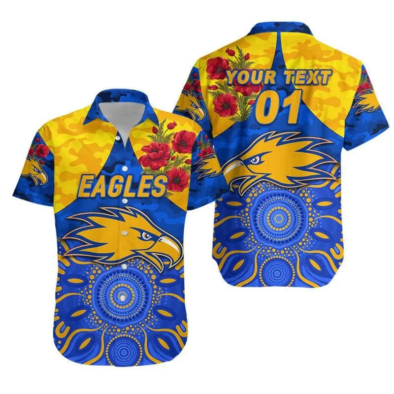 (Custom Personalised) West Coast Eagles Anzac Hawaiian Shirt Indigenous Vibes   Royal Blue Lt8_1