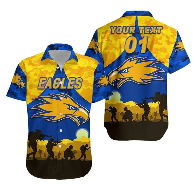(Custom Personalised) West Coast Eagles Anzac Hawaiian Shirt Simple Style   Royal Blue Lt8_1