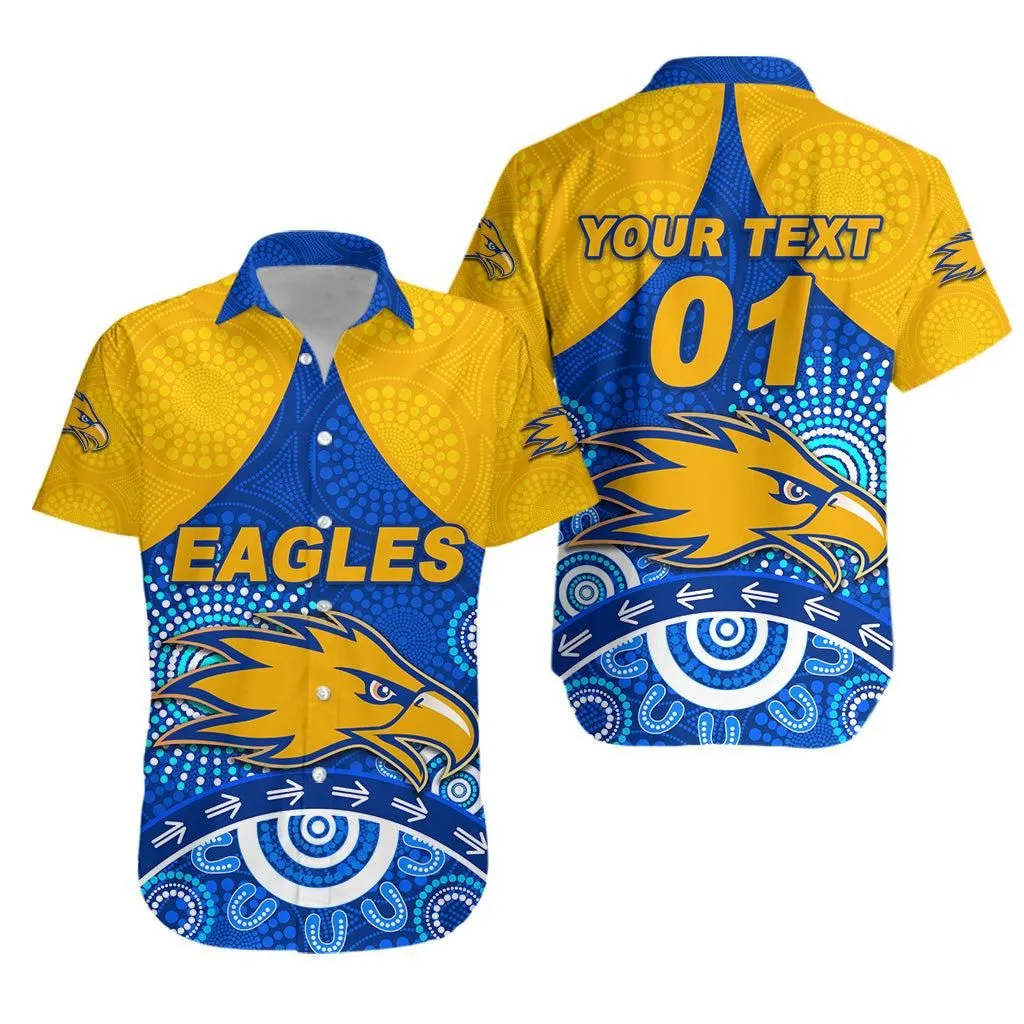 (Custom Personalised) West Coast Eagles Hawaiian Shirt Indigenous Version   Blue, Custom Text And Number Lt8_1