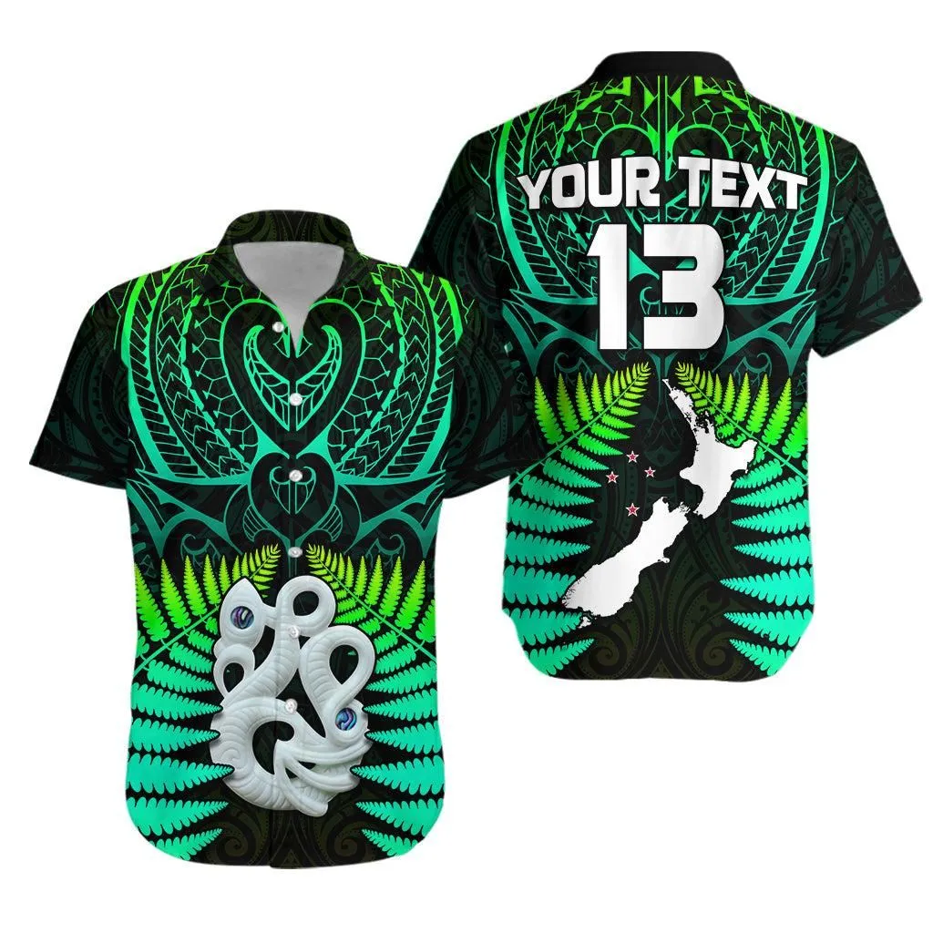 (Custom Text And Number) Aotearoa Fern Hawaiian Shirt New Zealand Hei Tiki Green Style Lt13_0