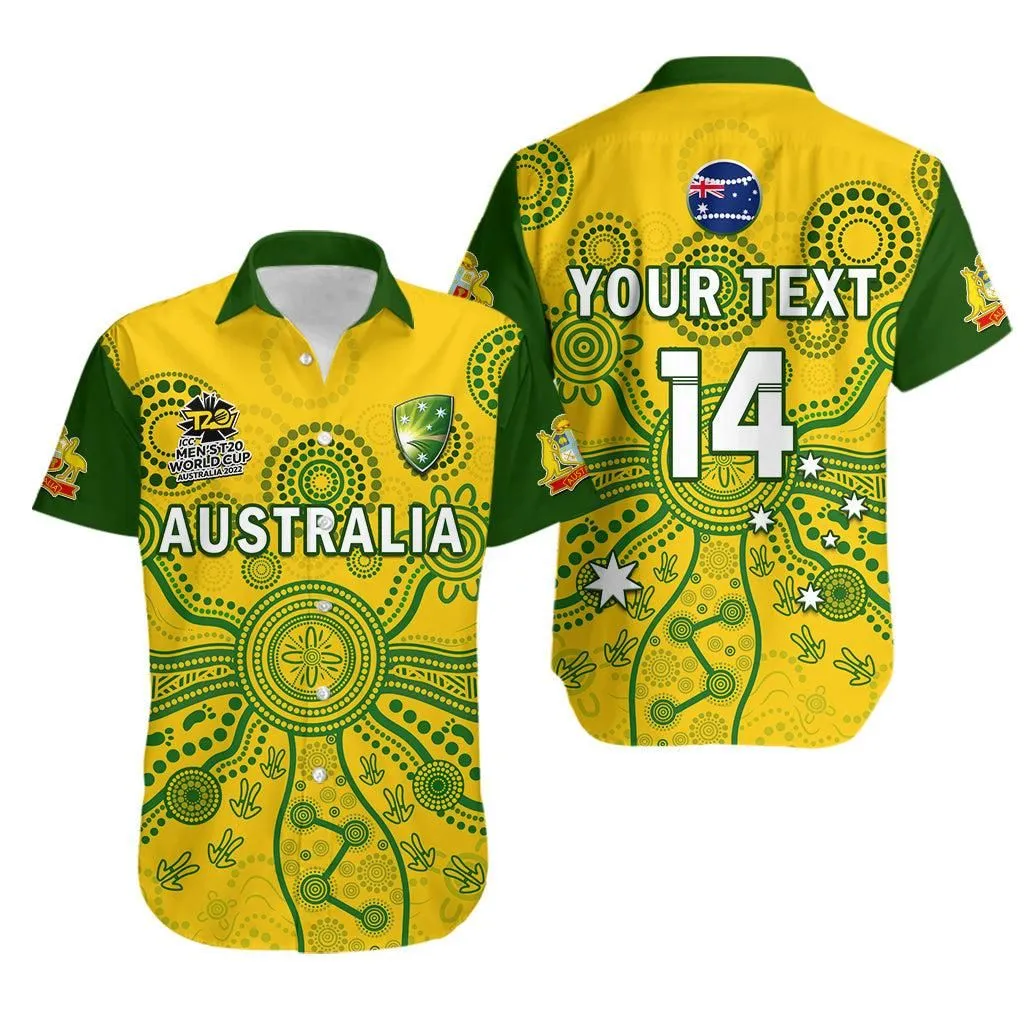(Custom Text And Number) Australia Cricket Hawaiian Shirt Aussie 2022 Mens T20 World Cup Lt14_0