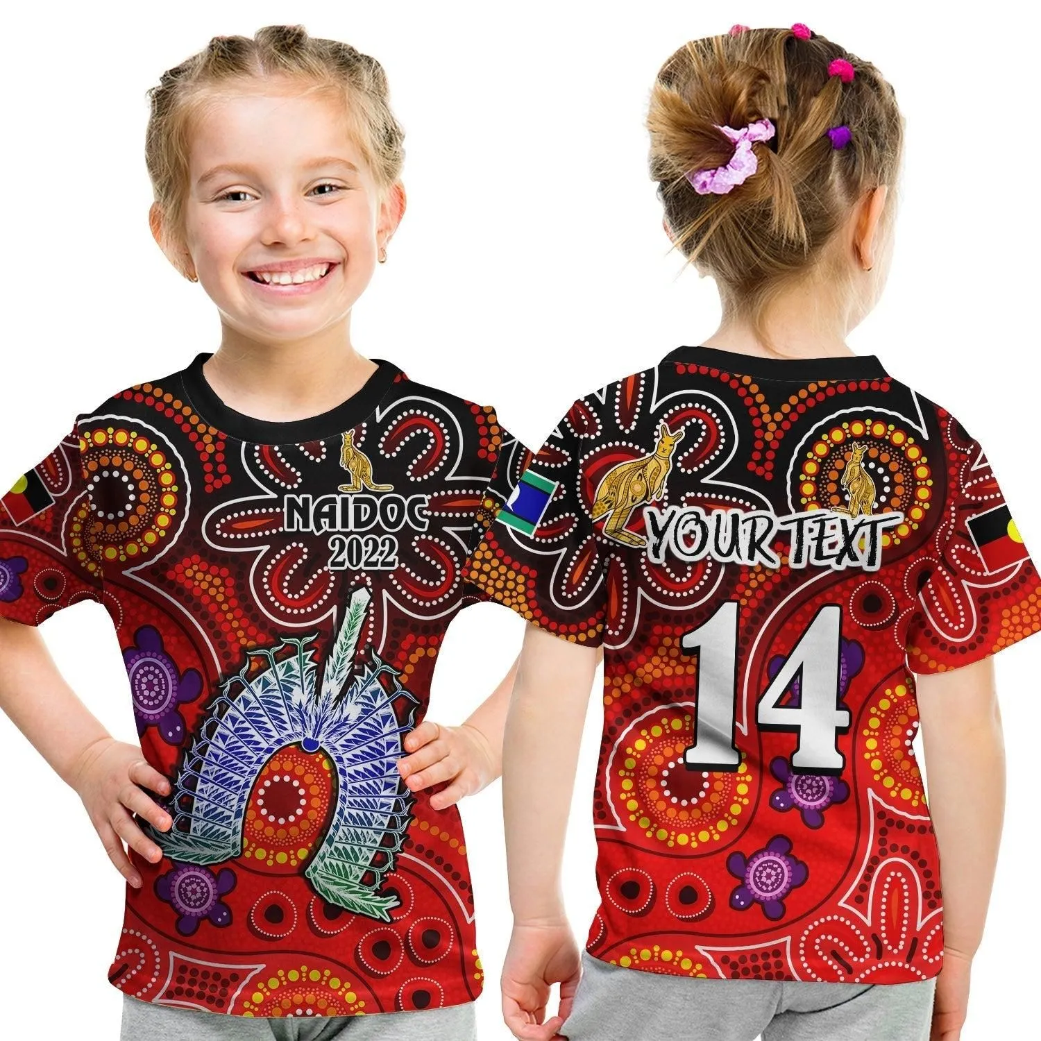 (Custom Text And Number) Australia Naidoc Week T Shirt Australian Aboriginal Dhari Kangaroo Artsy Style Lt14_2