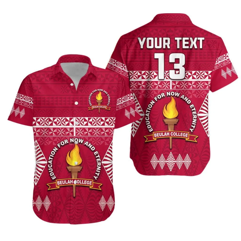 Custom Text And Number Beulah College Hawaiian Shirt Ngatu Pattern Tonga Lt13_0