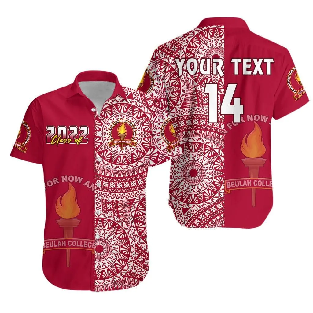 Custom Text And Number Beulah Tonga College Hawaiian Shirt Class Of Year Tongan Ngatu Pattern Lt14_0