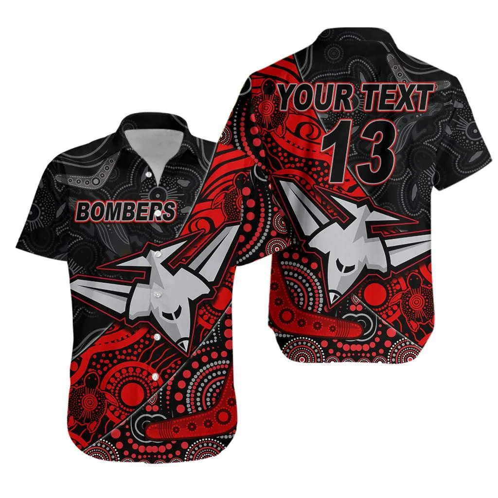 (Custom Text And Number) Bombers Football Hawaiian Shirt Essendon Aboriginal Lt13_0