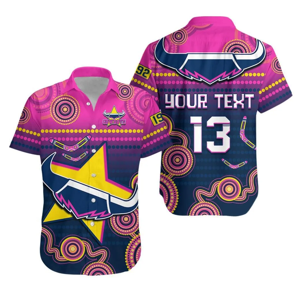 (Custom Text And Number) Cowboys Rugby Hawaiian Shirt Aboriginal Go Premiers North Queensland Lt13_0