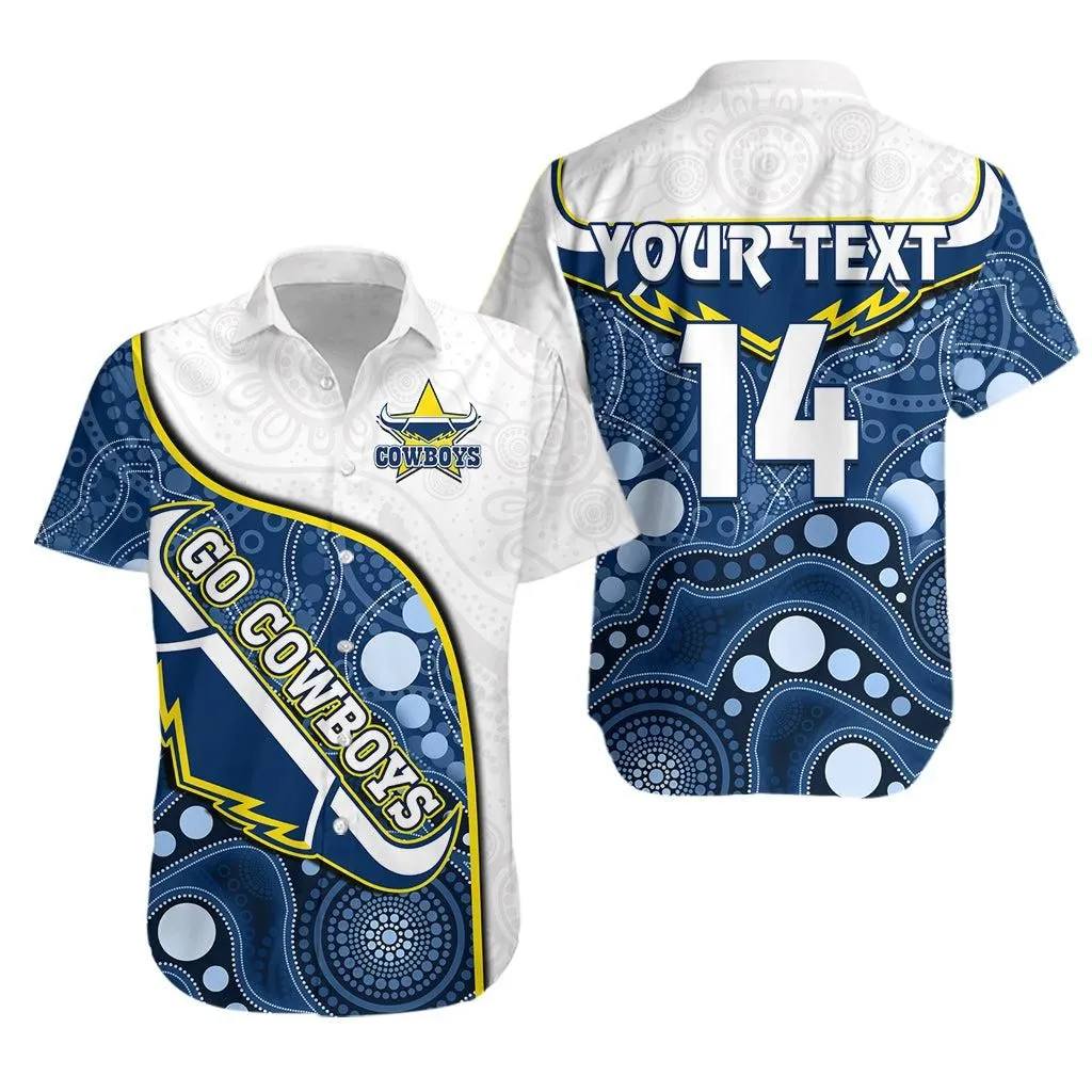 (Custom Text And Number) Cowboys Rugby Hawaiian Shirt Indigenous Pattern 2022 Premiers Sporty Style Lt14_0