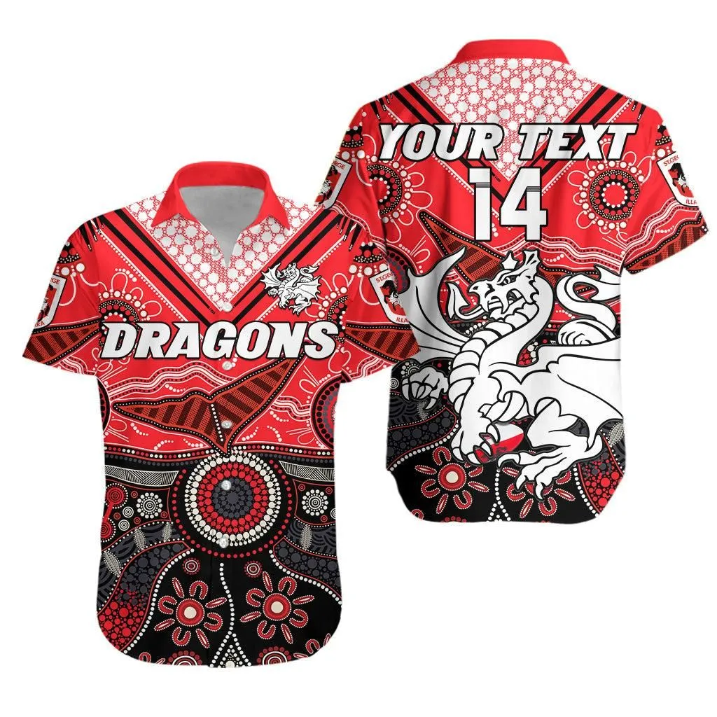 (Custom Text And Number) Dragons Rugby Hawaiian Shirt Indigenous Pattern Artsy Version Lt14_0
