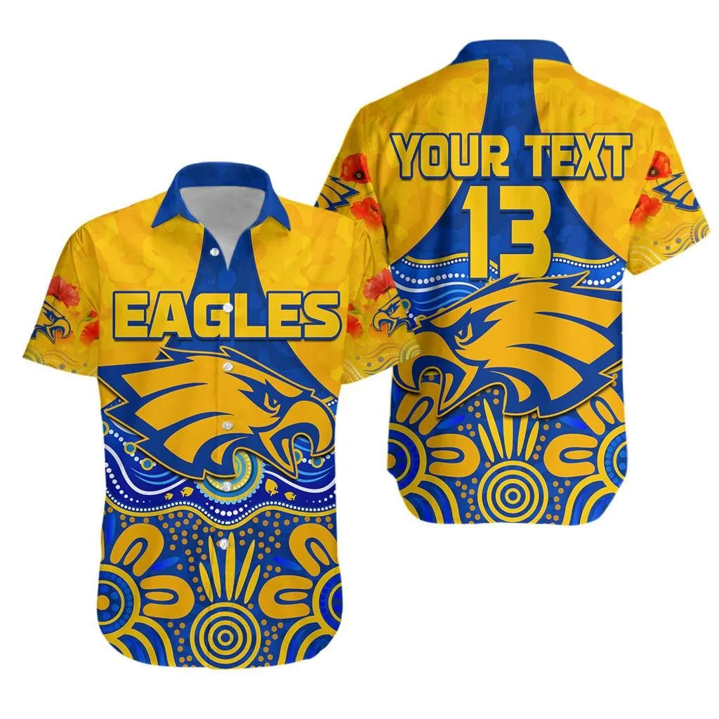 (Custom Text And Number) Eagles Anzac 2022 Hawaiian Shirt West Coast Aboriginal Remember Them Lt13_0