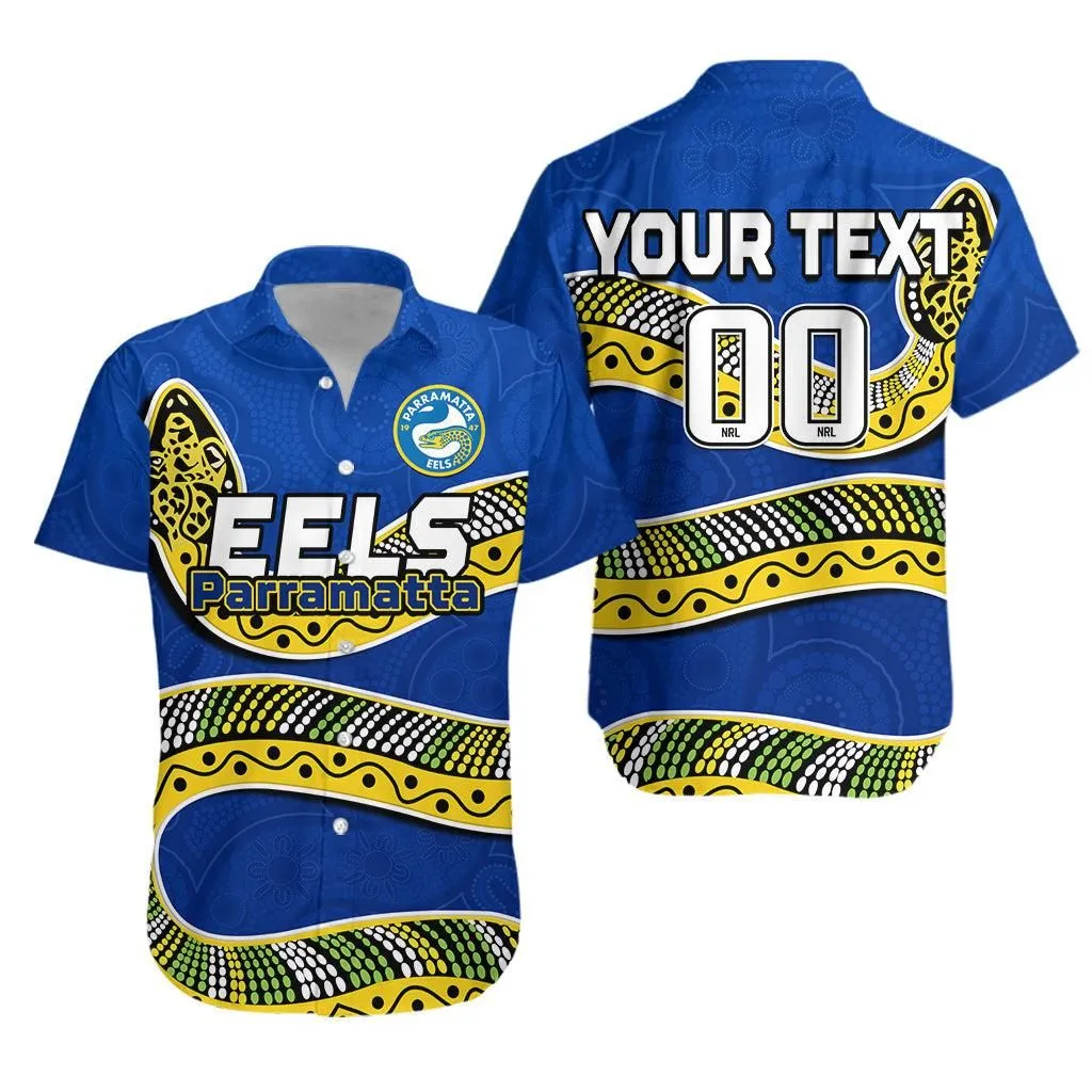 (Custom Text And Number) Eels Rugby Hawaiian Shirt Aboriginal Art Simple Style Lt14_0
