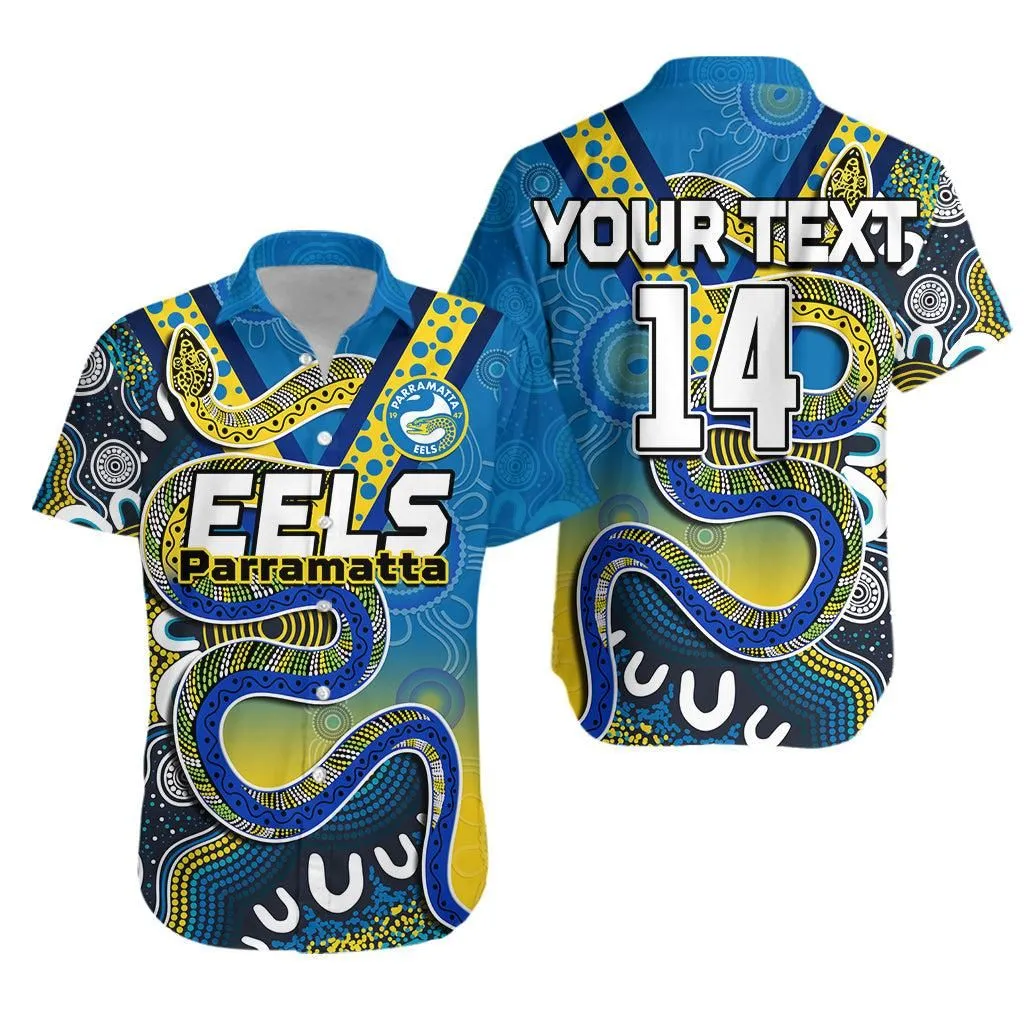 (Custom Text And Number) Eels Rugby Hawaiian Shirt Aboriginal Art Sporty Style Lt14_0