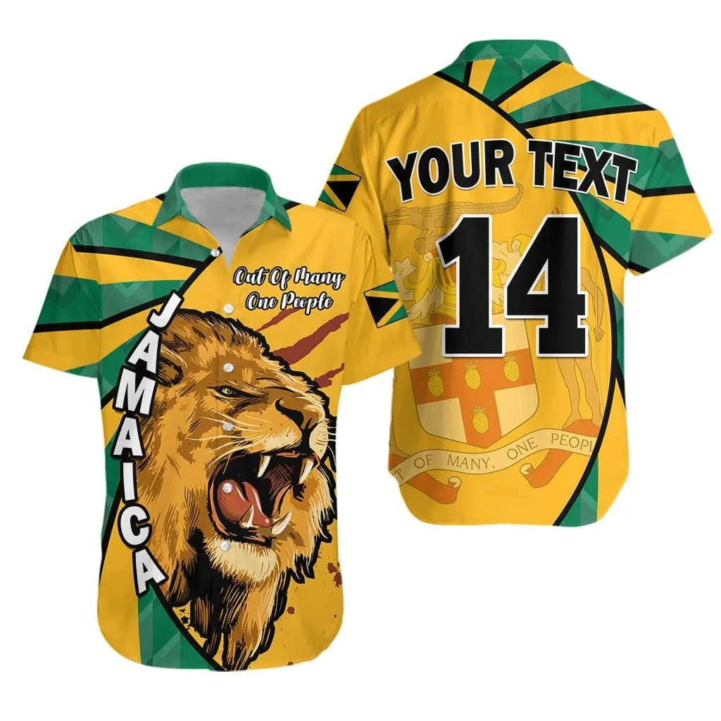 (Custom Text And Number) Jamaica Athletics Hawaiian Shirt Jamaican Flag Mix Lion Sporty Style Lt14_0