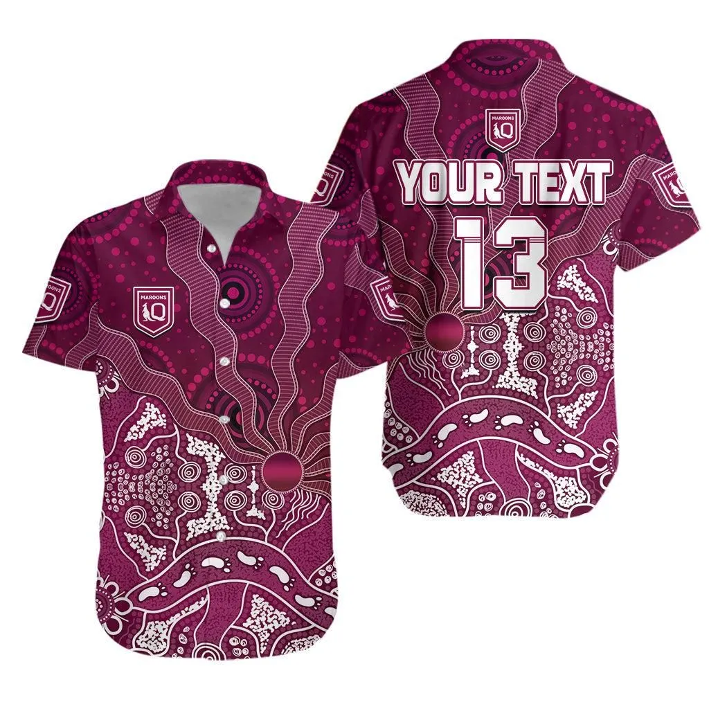 (Custom Text And Number) Maroons Rugby Hawaiian Shirt Fascinated Aboriginal Queenslanders Lt13_0