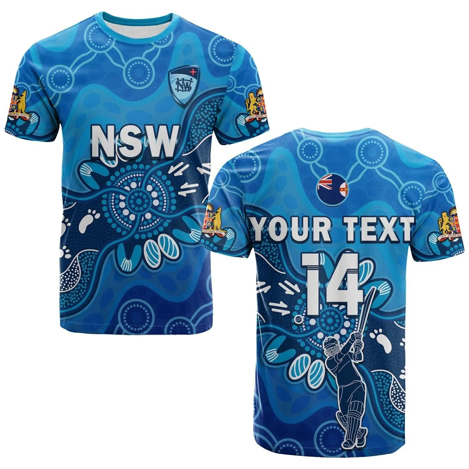 (Custom Text And Number) New South Wales Cricket T Shirt Nsw 2022 Aboriginal Art Lt14_5