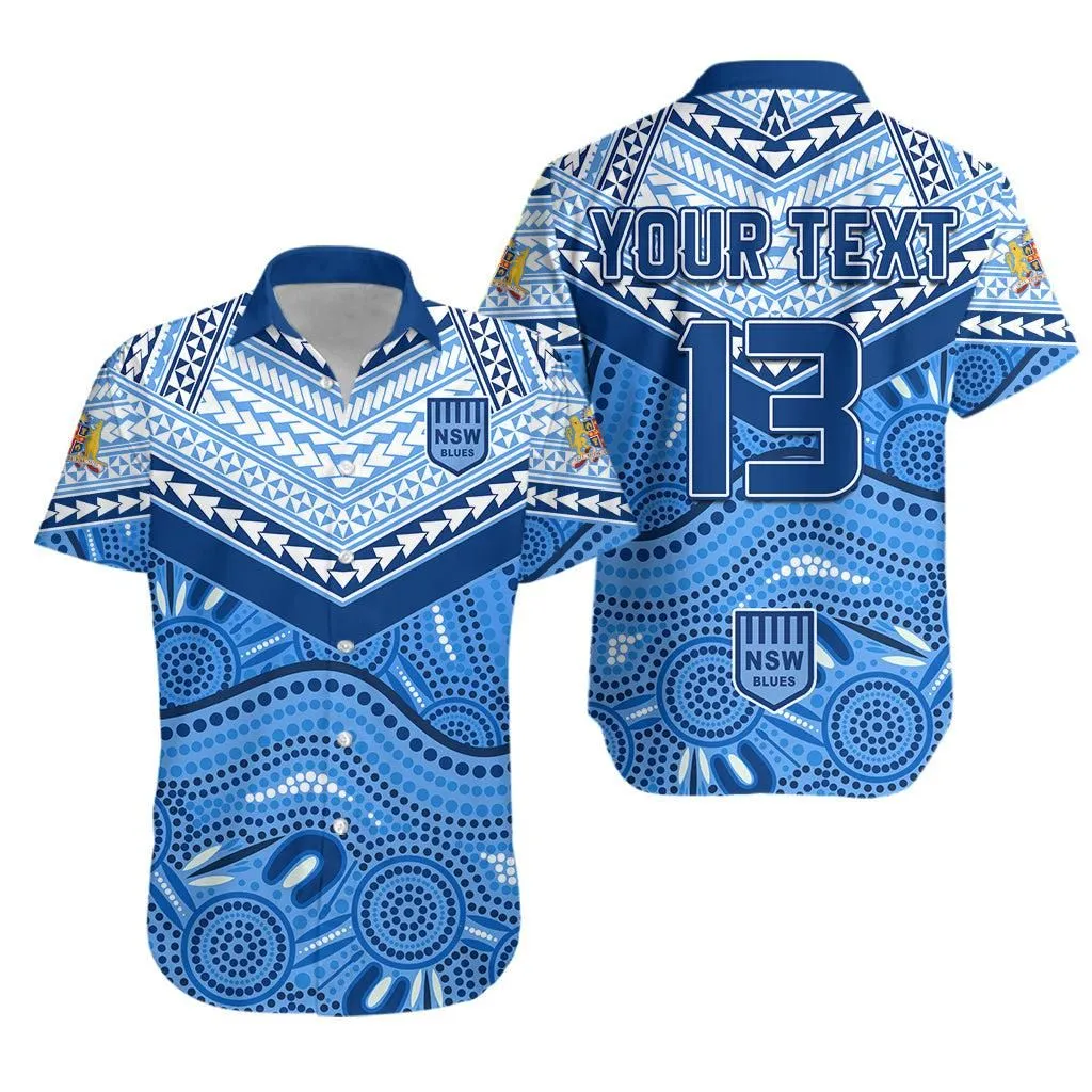 (Custom Text And Number) Nsw Blues Hawaiian Shirt Aboriginal And Polynesia Admirable Lt13_0