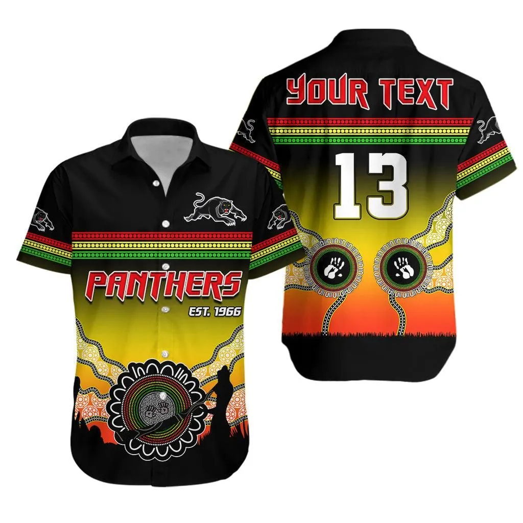 (Custom Text And Number) Panthers Hawaiian Shirt Go The Mighty Penrith Aboriginal Lt13_0