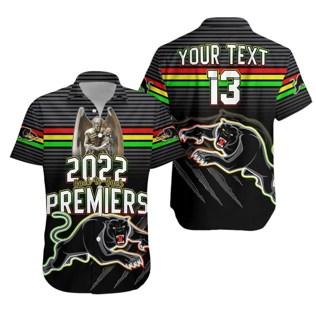 Custom Text And Number Panthers Proud Hawaiian Shirt Back To Back Premiers 2022 Version Black Lt13_0