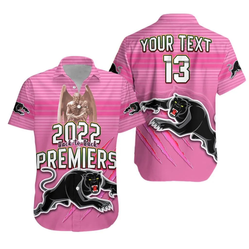 Custom Text And Number Panthers Proud Hawaiian Shirt Back To Back Premiers 2022 Version Pink Lt13_0
