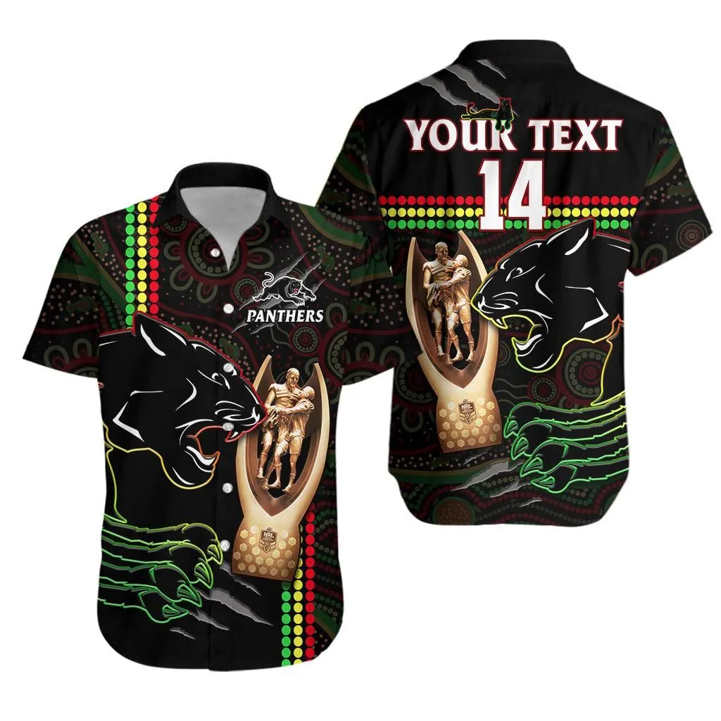 (Custom Text And Number) Panthers Rugby Hawaiian Shirt The Riff 2022 Premiers Aboriginal Art Lt14_0