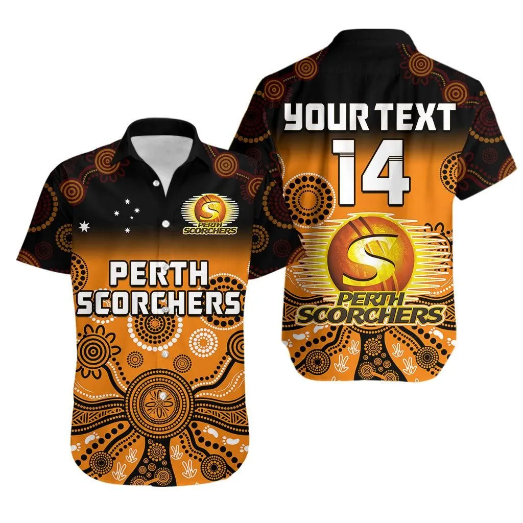 (Custom Text And Number) Perth Scorchers Hawaiian Shirt Gradient Aboriginal Dot Painting Lt14_0