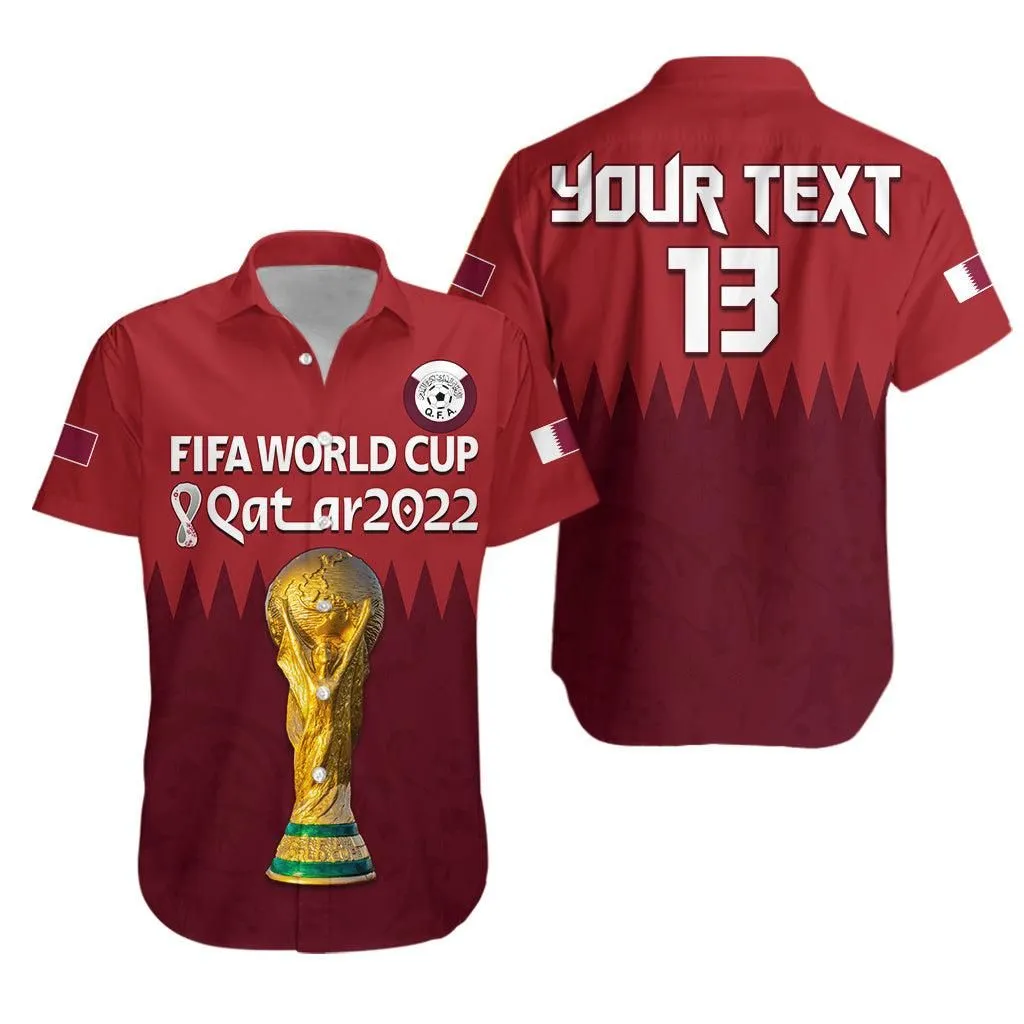 (Custom Text And Number) Qatar Football Hawaiian Shirt Wc 2022 Style Sporty Lt13_0