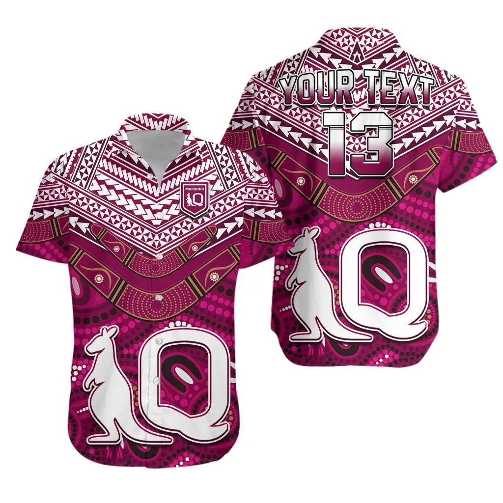 (Custom Text And Number) Qld Maroons Hawaiian Shirt Aboriginal And Polynesia Admirable Lt13_0