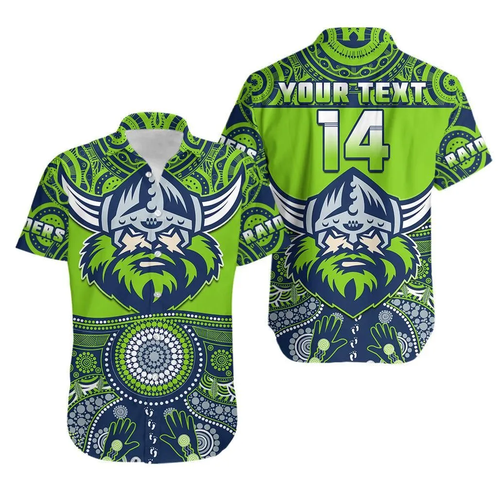 (Custom Text And Number) Raiders Rugby Hawaiian Shirt Aboriginal Pattern Lt14_0