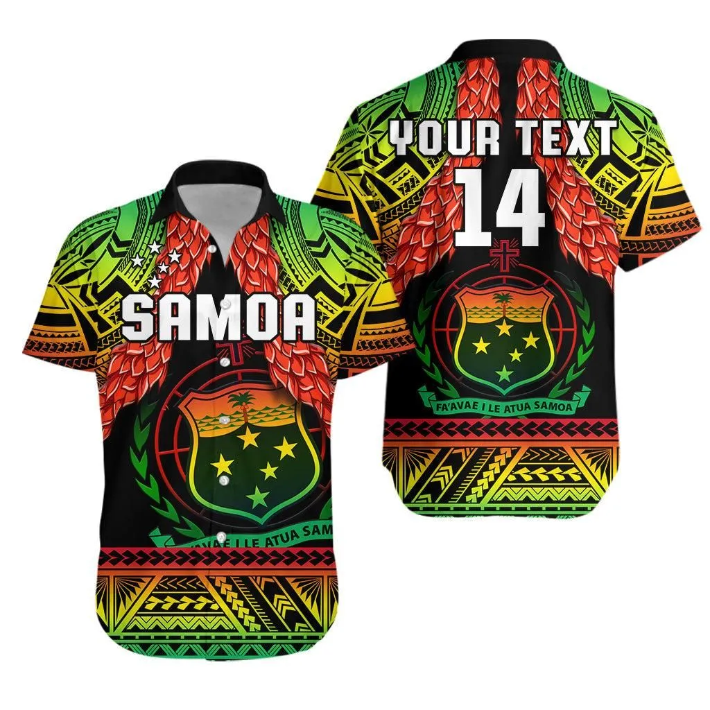 Custom Text And Number Samoa Rugby Hawaiian Shirt Teuila Torch Ginger Gradient Style Lt14_0