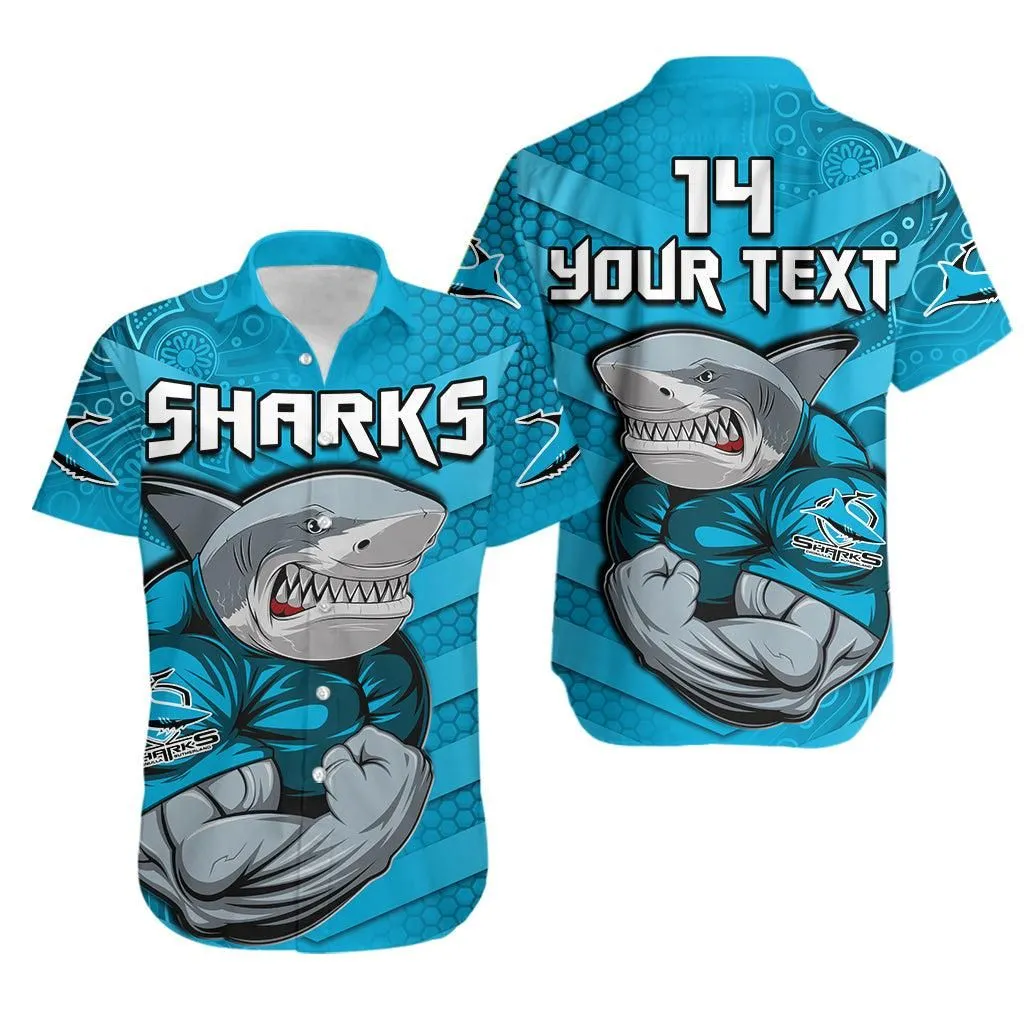 (Custom Text And Number) Sharks Rugby Hawaiian Shirt Go Sharkies Aboriginal Sporty Version Lt14_0