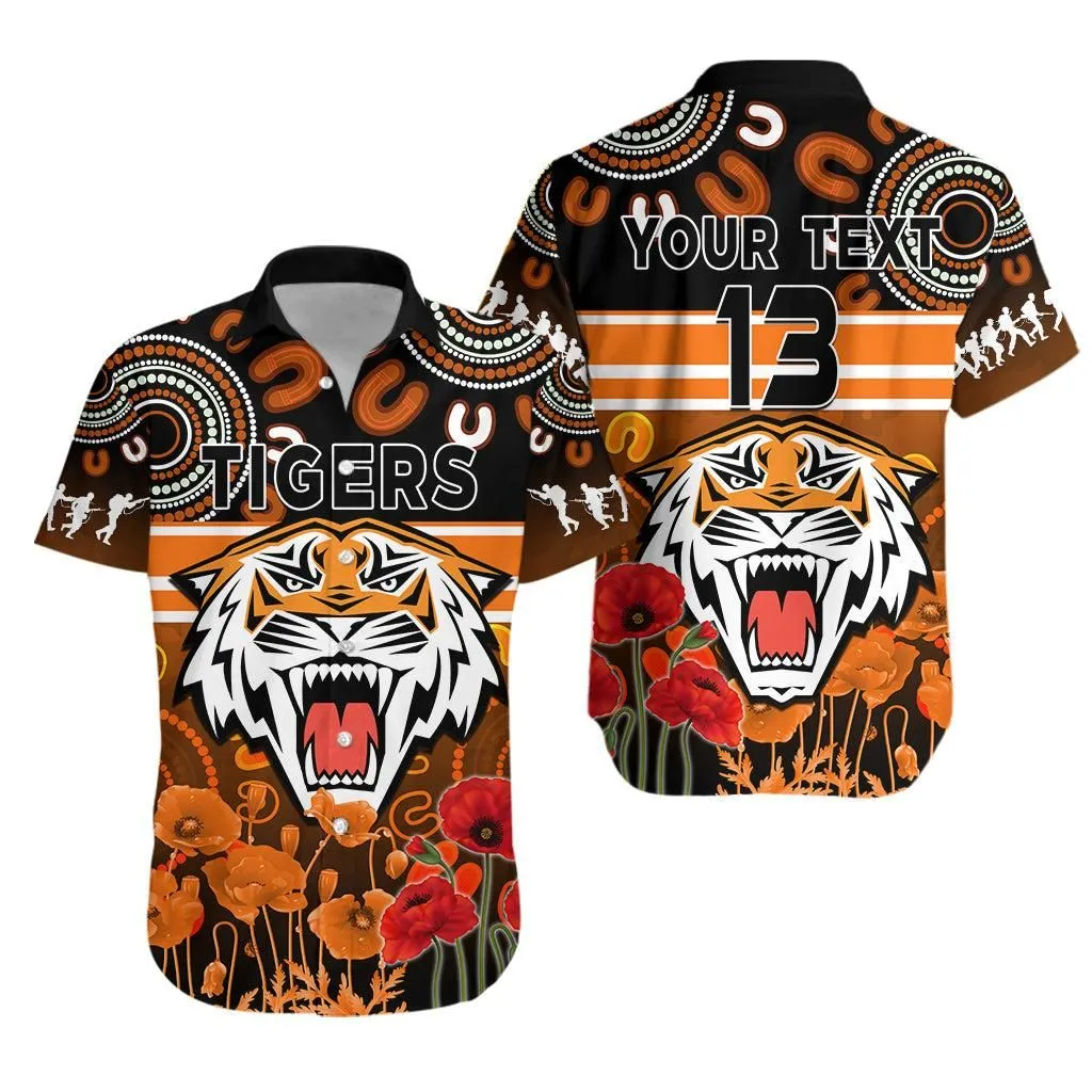 (Custom Text And Number) Wests Tigers Anzac 2022 Hawaiian Shirt Aboriginal Lest We Forget Lt13_0