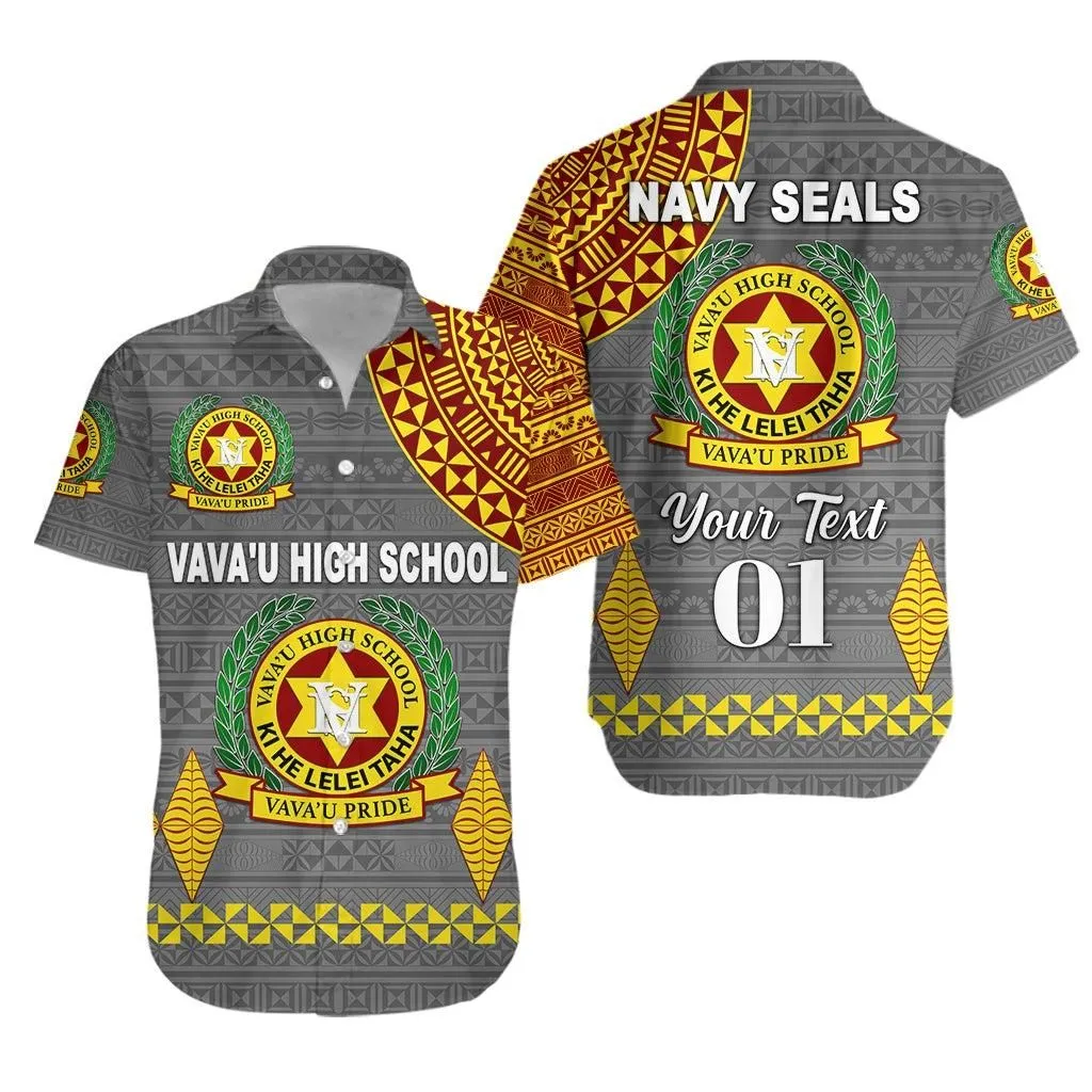 (Navy Seals) Tonga Vavau High School Hawaiian Shirt Simple Style   Grey, Custom Text And Number Lt8_1