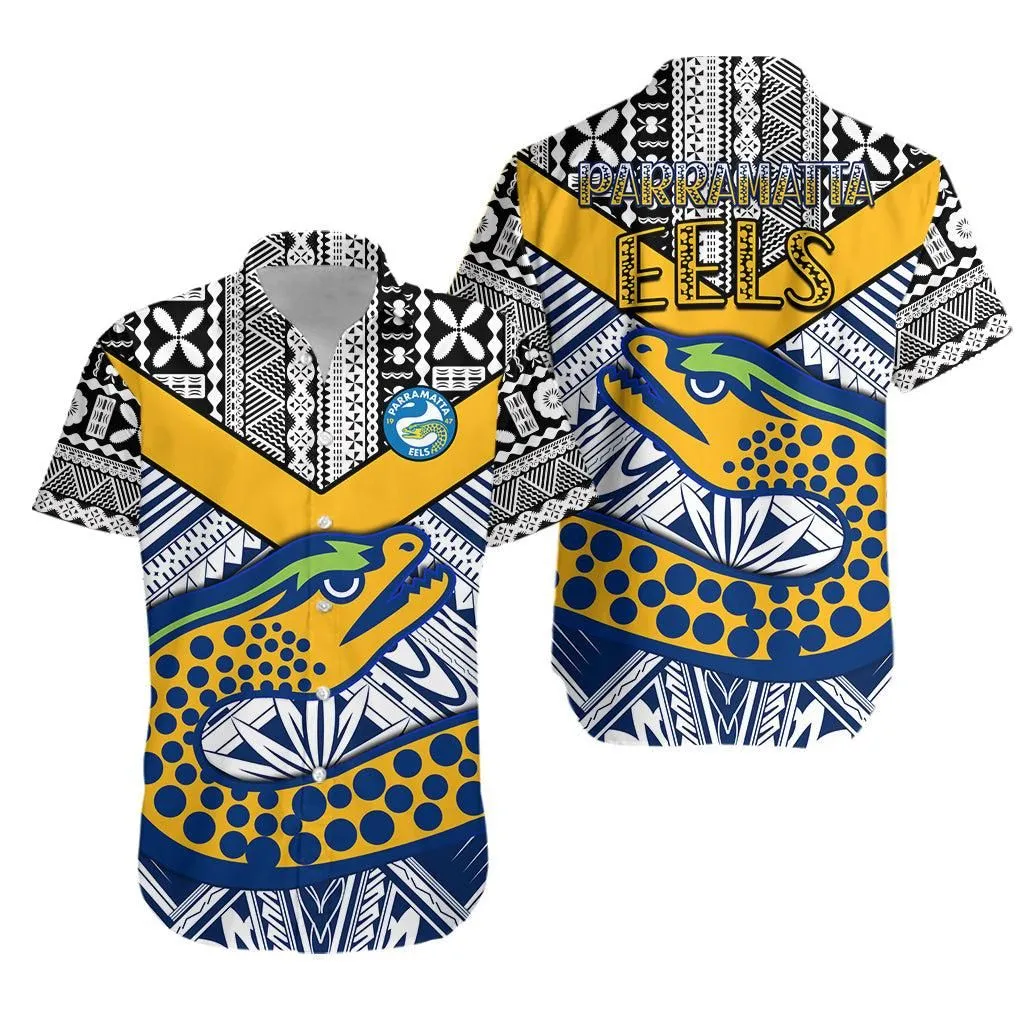 Eels Rugby Hawaiian Shirt Polynesian Tapa Pattern Premiers Lt13_0