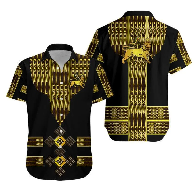 Ethiopia Hawaiian Shirt Ethiopian Lion Of Judah Tibeb Vibes   Black Lt8_0